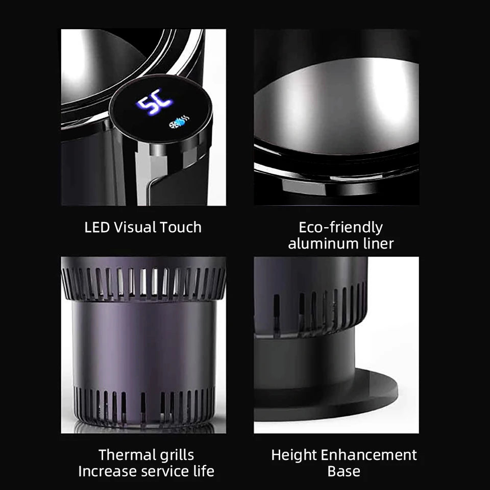 2-in-1 Car Heating and Cooling Cup With Display Screen 12V Button Control For Hot and Cold Functions Beverage Bottle Thermos Cup