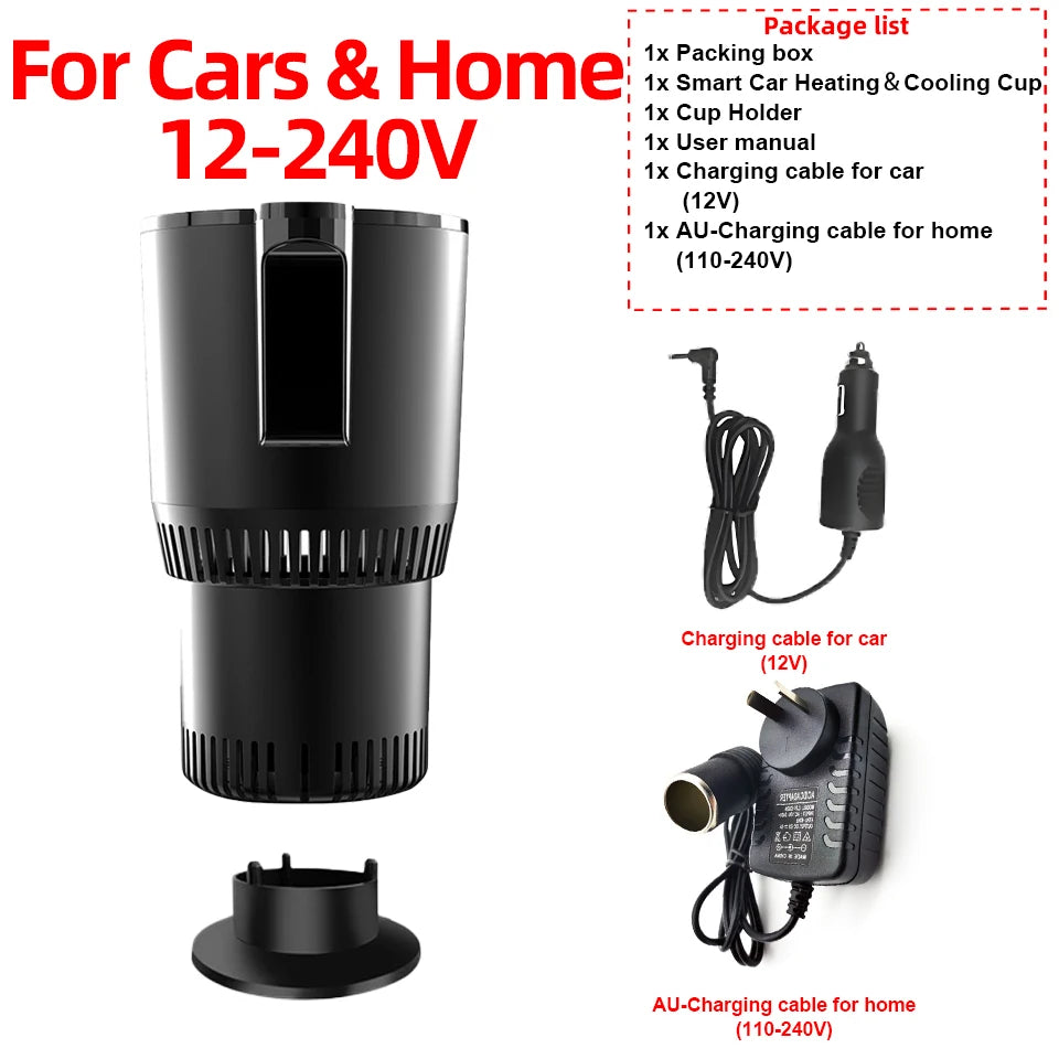 2-in-1 Car Heating and Cooling Cup With Display Screen 12V Button Control For Hot and Cold Functions Beverage Bottle Thermos Cup