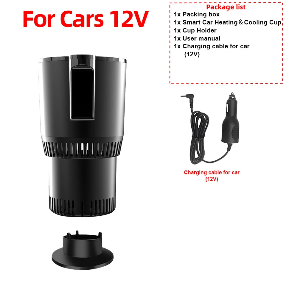 2-in-1 Car Heating and Cooling Cup With Display Screen 12V Button Control For Hot and Cold Functions Beverage Bottle Thermos Cup
