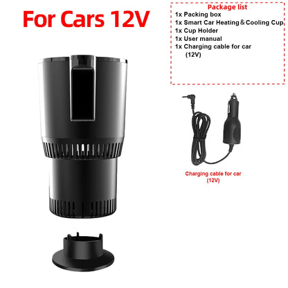 2-in-1 Car Heating and Cooling Cup With Display Screen 12V Button Control For Hot and Cold Functions Beverage Bottle Thermos Cup