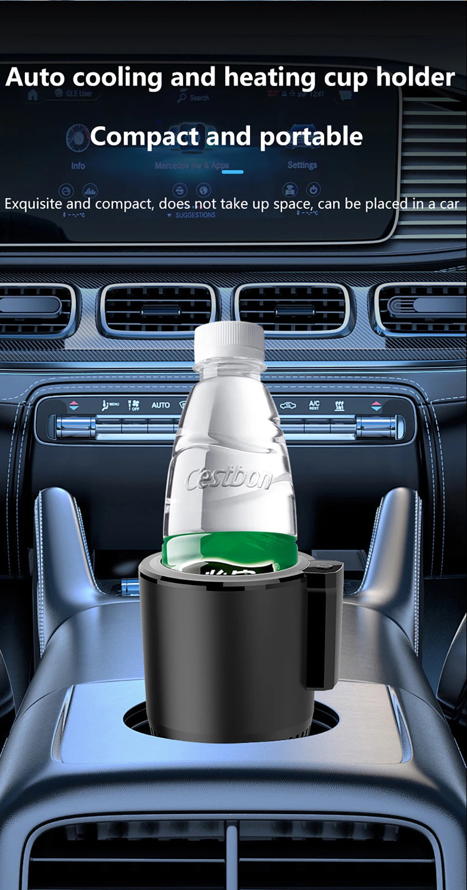 2-in-1 Car Heating and Cooling Cup With Display Screen 12V Button Control For Hot and Cold Functions Beverage Bottle Thermos Cup