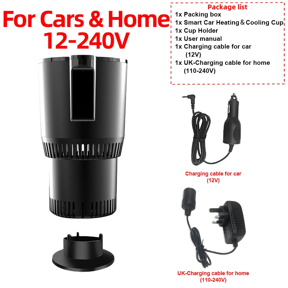 2-in-1 Car Heating and Cooling Cup With Display Screen 12V Button Control For Hot and Cold Functions Beverage Bottle Thermos Cup