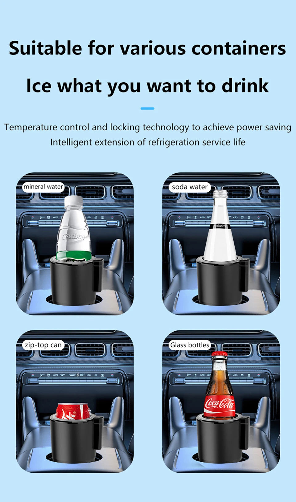 2-in-1 Car Heating and Cooling Cup With Display Screen 12V Button Control For Hot and Cold Functions Beverage Bottle Thermos Cup