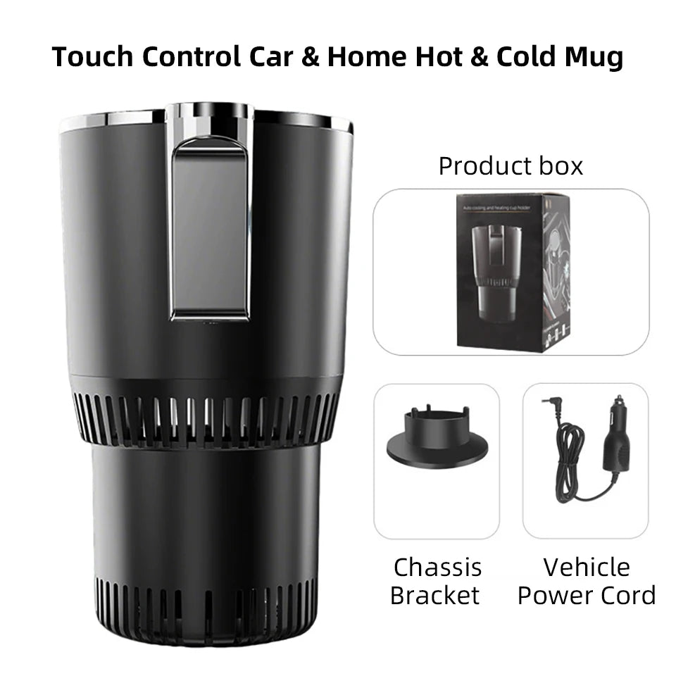 2-in-1 Car Heating and Cooling Cup With Display Screen 12V Button Control For Hot and Cold Functions Beverage Bottle Thermos Cup