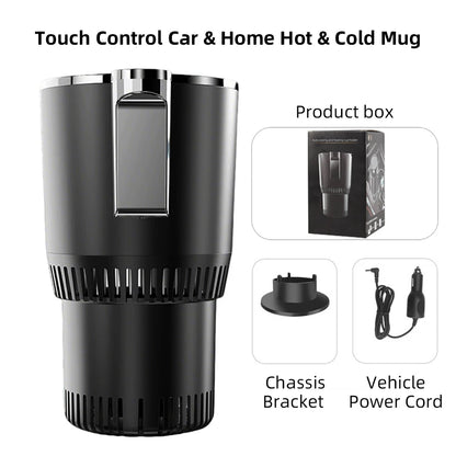 2-in-1 Car Heating and Cooling Cup With Display Screen 12V Button Control For Hot and Cold Functions Beverage Bottle Thermos Cup
