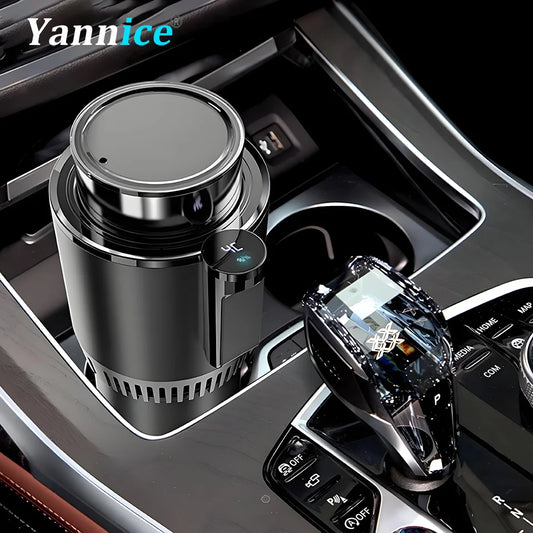 2-in-1 Car Heating and Cooling Cup With Display Screen 12V Button Control For Hot and Cold Functions Beverage Bottle Thermos Cup